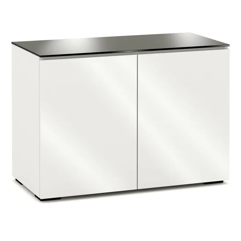 Salamander Designs Chameleon Collection Miami 323 Twin AV Cabinet (High Gloss White with Black Glass Top)