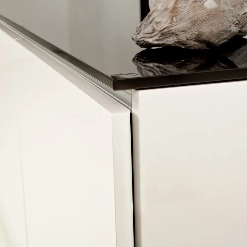 Salamander Designs Chameleon Collection Miami 517 Single AV Cabinet (High Gloss White with Black Glass Top)