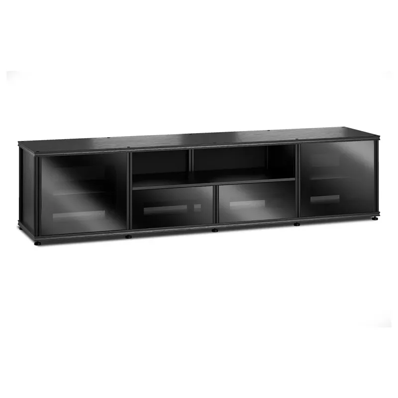 Salamander Designs Synergy 243 Quad AV Cabinet (Black Oak with Black Glass Doors & Black Posts)