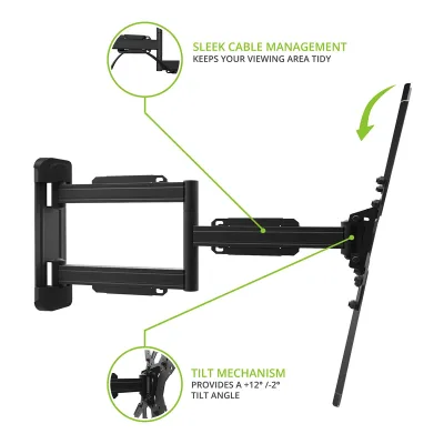 Kanto PS300 Full Motion Articulating Single Stud Mount til 26" - 60" TV (sort)