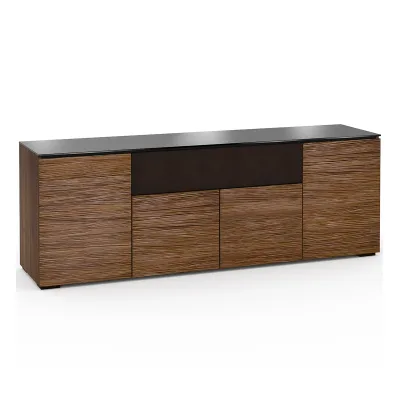 Salamander Designs Chameleon Collection Denver 345 Quad Speaker Integrated Cabinet (Deep Textured Medium Walnut with Black Glass Top)