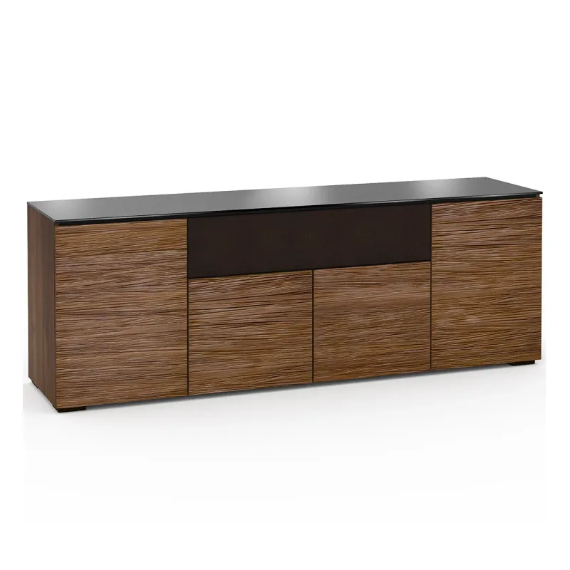 Salamander Designs Chameleon Collection Denver 345 Quad Speaker Integrated Cabinet (Deep Textured Medium Walnut with Black Glass Top)
