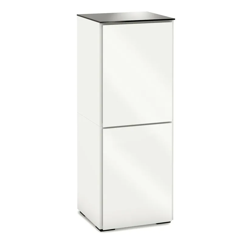 Salamander Designs Chameleon Collection Miami 617 RM Single Pro Audio Rack (High Gloss White with Black Glass Top)