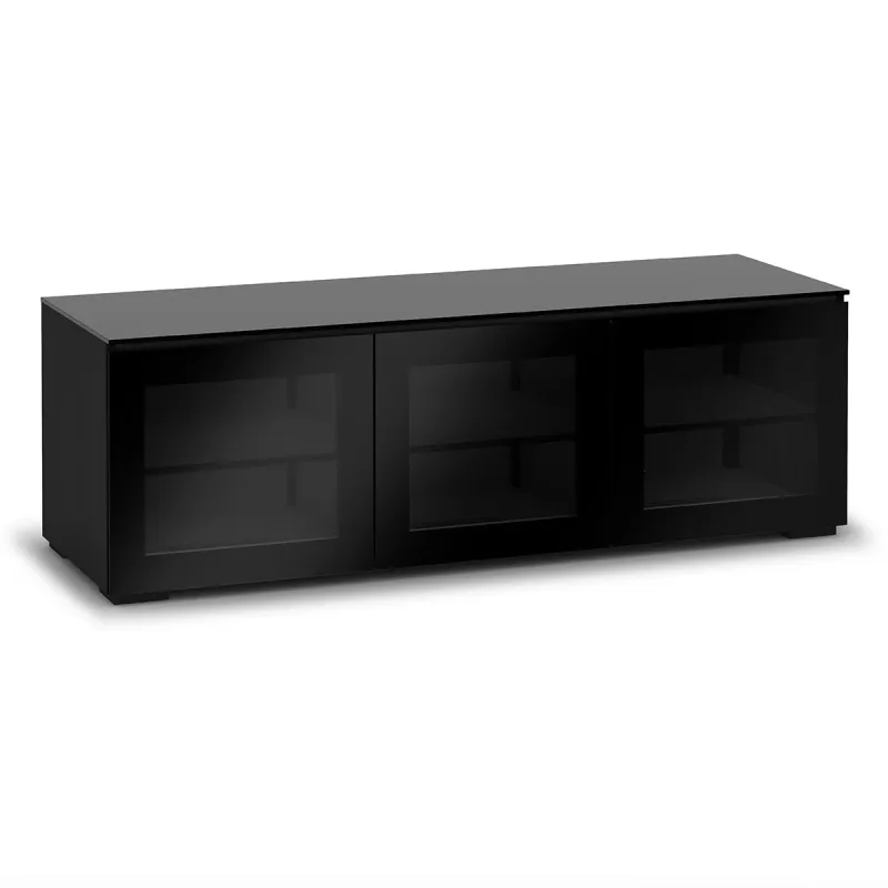 Salamander Designs Chameleon Collection Oslo 237 Triple AV Cabinet (Black Oak with Smoked Glass Doors & Black Glass Top)