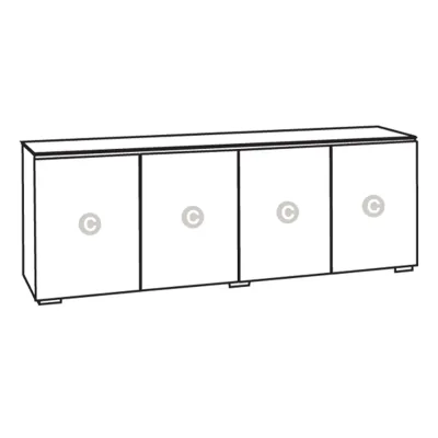 Salamander Designs Chameleon Collection Barcelona 347 Quad AV Cabinet (Natural Walnut with Gloss White Doors)