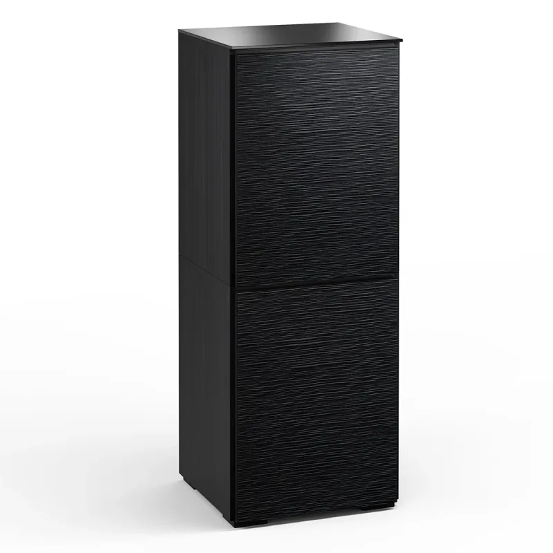 Salamander Designs Chameleon Collection Chicago 617 Twin AV Cabinet (Textured Black Oak with Black Glass Top)
