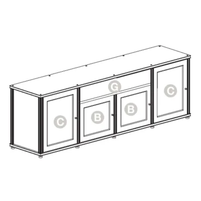Salamander Designs Synergy 345 Quad AV Cabinet (Dark Walnut with Aluminum Posts)