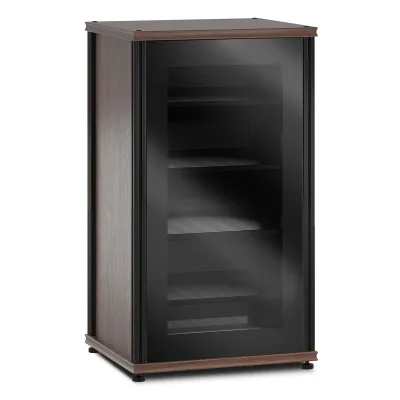 Salamander Designs Synergy 402 meuble AV (noyer foncé avec portes en verre noir et montants noirs)