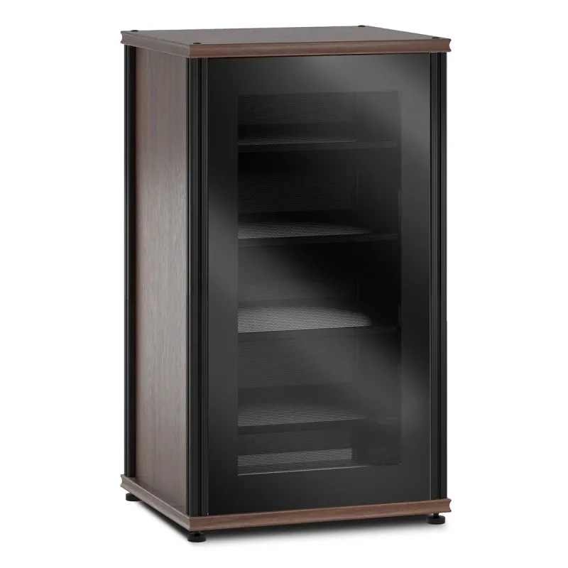 Salamander Designs Synergy 402 meuble AV (noyer foncé avec portes en verre noir et montants noirs)