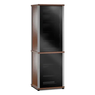 Salamander Designs Synergy 703 AV-kast (American Cherry met zwarte glazen deuren en aluminium poten)