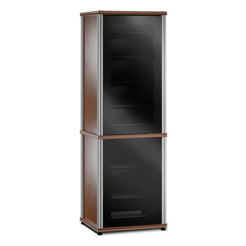 Salamander Designs Synergy 703 AV 캐비닛 (American Cherry 마감, Black Glass Doors & Aluminum Posts)