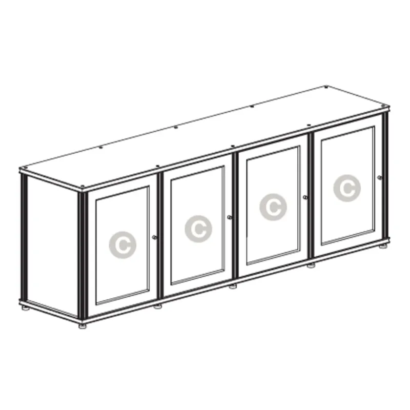 Salamander Designs Synergy 347 Quad AV Cabinet (American Cherry with Black Glass Doors & Aluminum Posts)