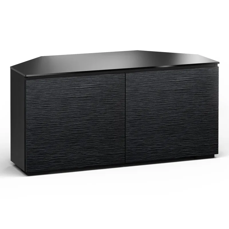 Salamander Designs Chameleon Collection Chicago 221 Twin Corner AV Cabinet (Textured Black Oak with Black Glass Top)