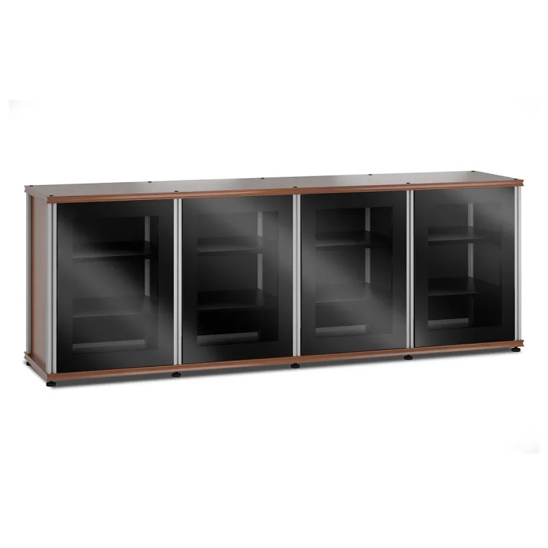 Salamander Designs Synergy 347 Quad AV Cabinet (American Cherry with Black Glass Doors & Aluminum Posts)