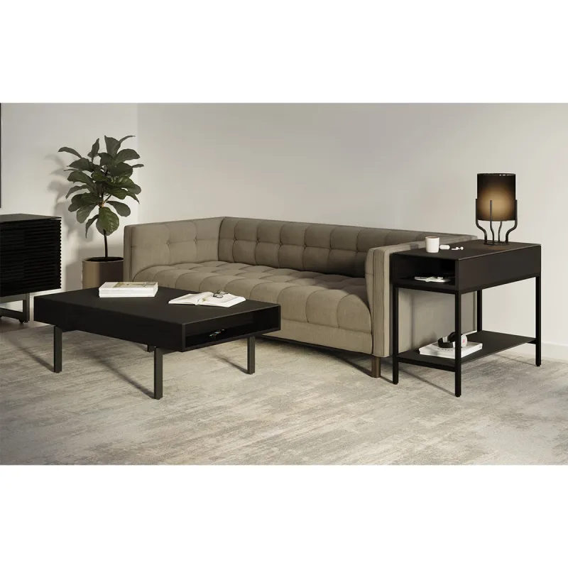 BDI Reveal 1196 Beistelltisch mit Glasplatte (Charcoal Stained Ash)