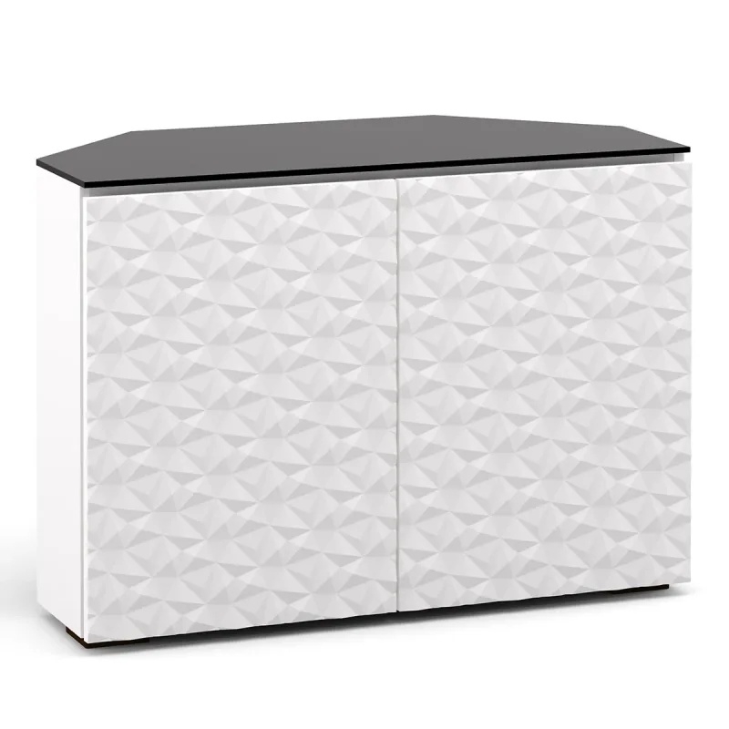 Salamander Designs Chameleon Collection Milan 323 Twin Corner AV Cabinet (Geometric White with Black Glass Top)