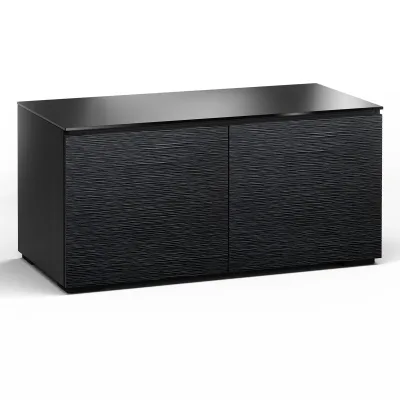 Salamander Designs Chameleon Collection Chicago 221 Twin AV Cabinet (Textured Black Oak with Black Glass Top)
