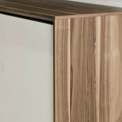 Salamander Designs Chameleon Collection Barcelona 329 Twin AV Cabinet (Natural Walnut with Gloss White Doors)