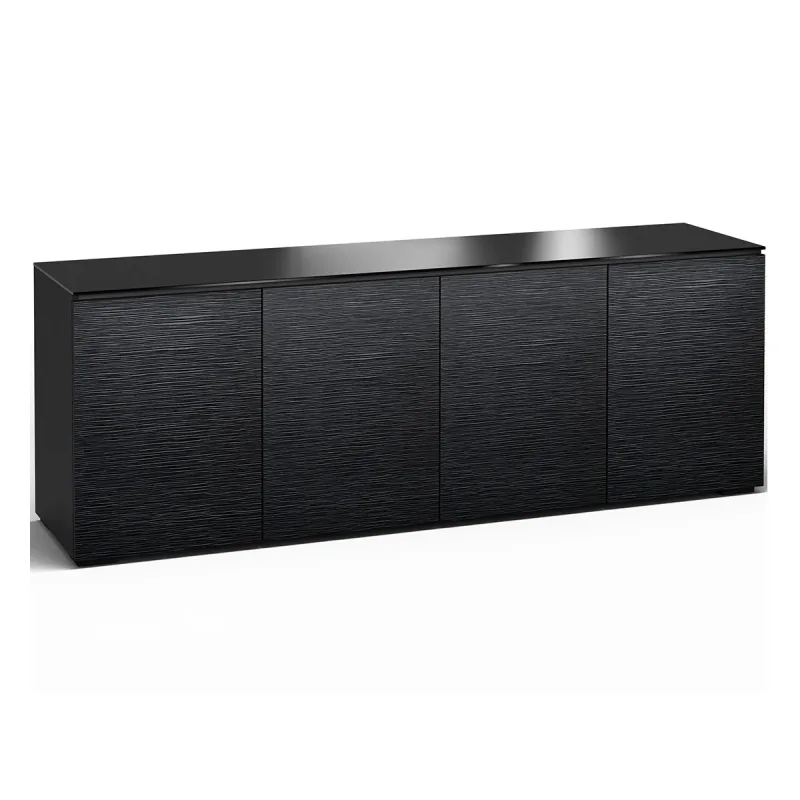 Salamander Designs Chameleon Collection Chicago 347 Quad AV Cabinet (Textured Black Oak with Black Glass Top)
