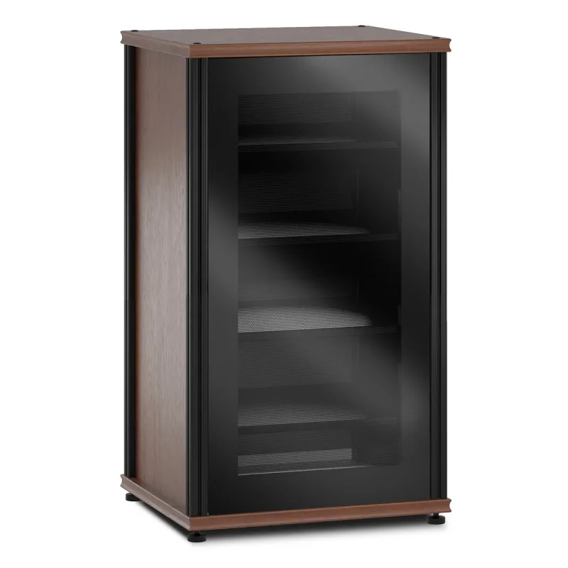 Salamander Designs Synergy 402 AV Cabinet (American Cherry with Black Glass Doors & Black Posts)