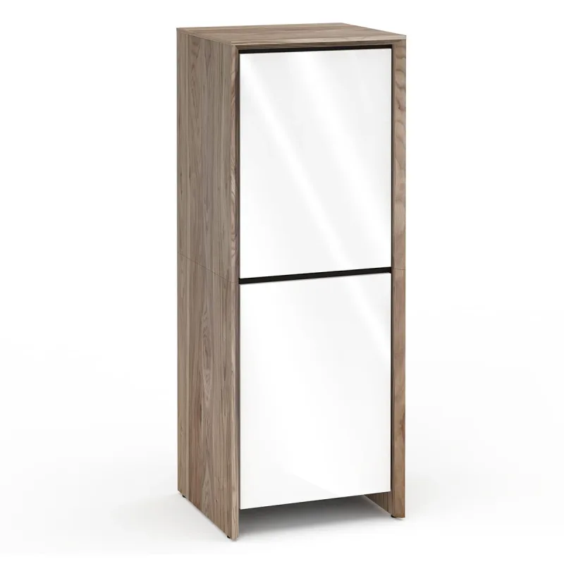 Salamander Designs Chameleon Collection Barcelona 617 Single Audio Cabinet (Natural Walnut with Gloss White Doors)