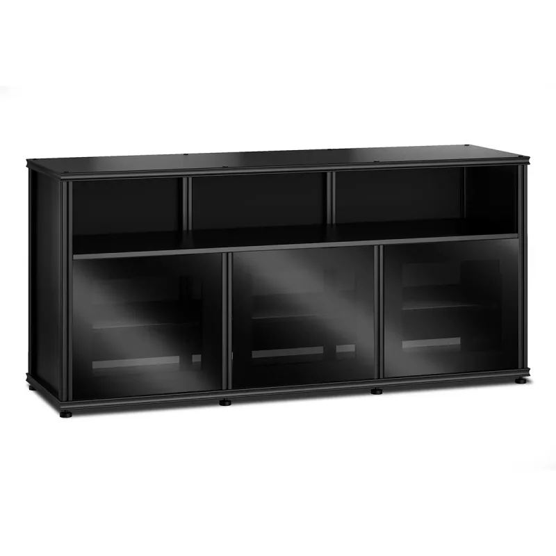 Salamander Designs Synergy 339 Triple AV Cabinet (Black Oak with Black Glass & Black Posts)