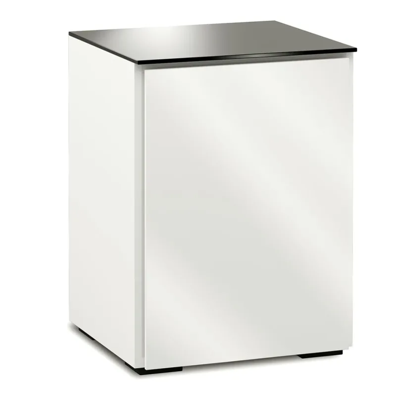 Salamander Designs Chameleon Collection Miami 317 Single AV Cabinet (High Gloss White with Black Glass Top)