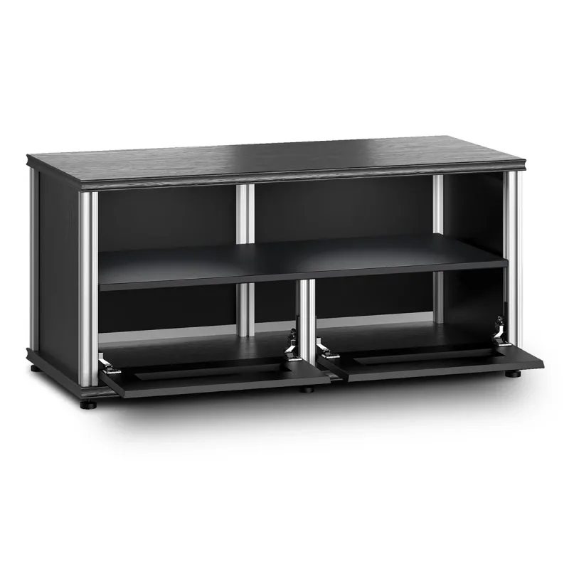 Salamander Designs Synergy 223 Twin AV Cabinet (Black Oak with Black Glass & Aluminum Posts)