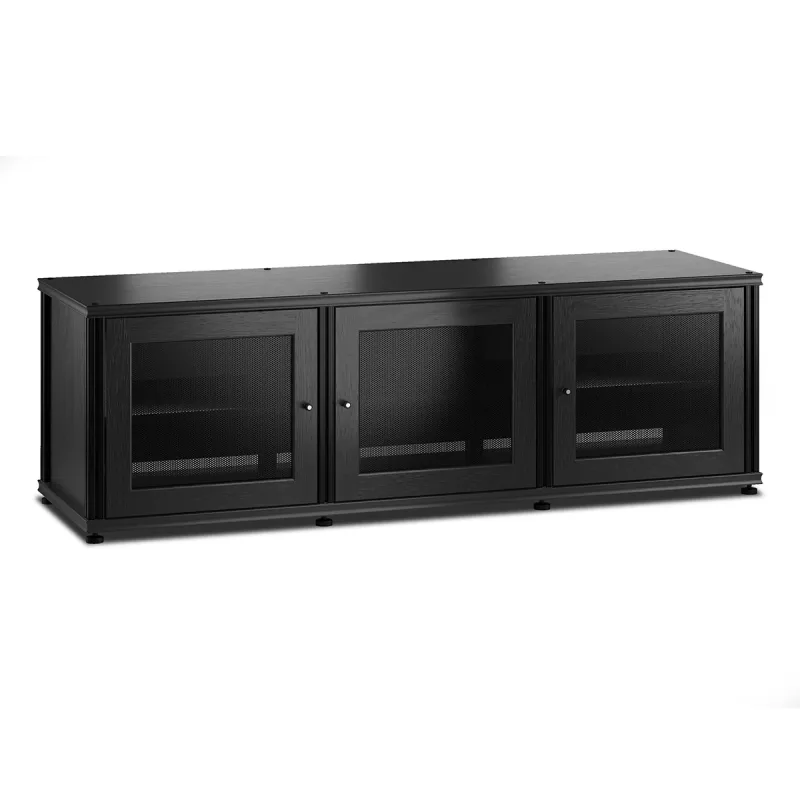 Salamander Designs Synergy 237 Kabinet AV Tiga Lapis (Ek Hitam dengan Tiang Hitam)