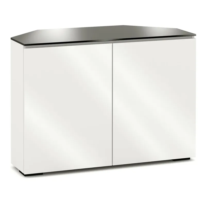 Salamander Designs Chameleon Collection Miami 323 Twin Corner AV Cabinet (High Gloss White with Black Glass Top)