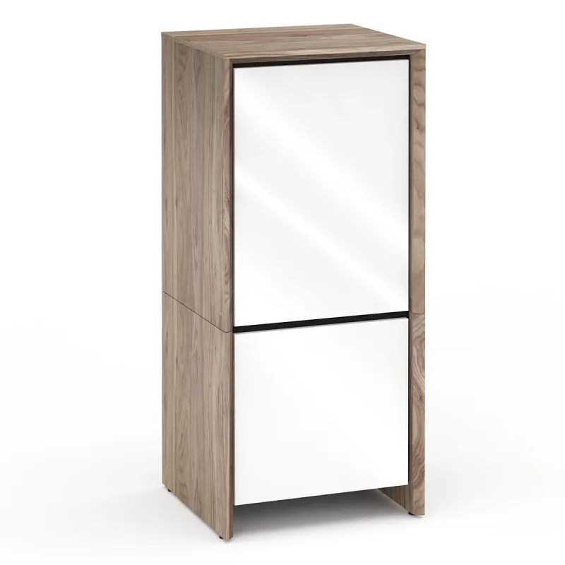 Salamander Designs Chameleon Collection Barcelona 517 Single Rack Mount AV Cabinet (Natural Walnut with Gloss White Doors)
