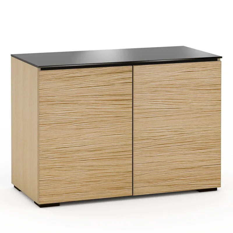 Salamander Designs Chameleon Collection Denver 323 Twin AV Cabinet (Deep Textured Natural Oak with Black Glass Top)