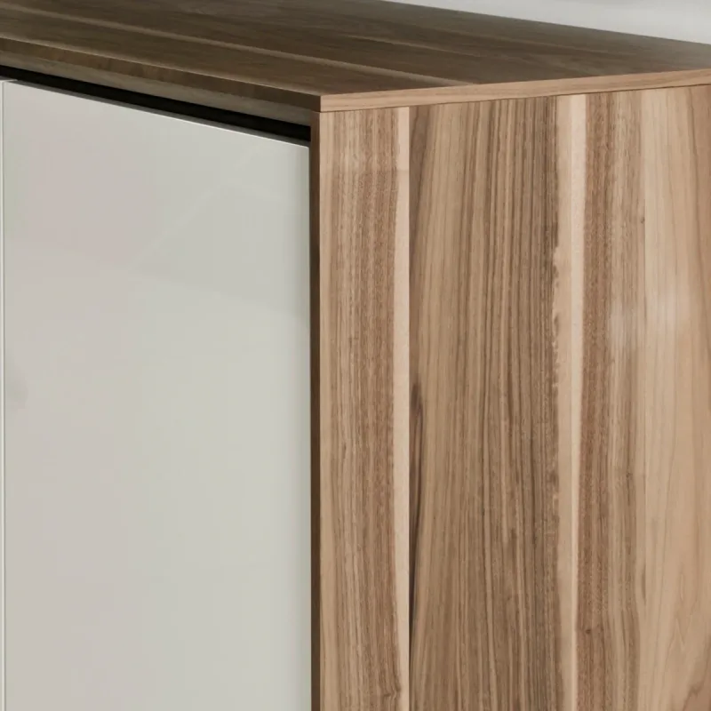 Salamander Designs Chameleon Collection Barcelona 347 Quad AV Cabinet (Natural Walnut with Gloss White Doors)