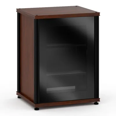 Salamander Designs Synergy 303 Single AV Cabinet (Dark Walnut with Black Glass Doors & Black Posts)