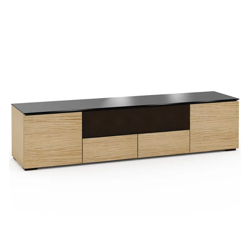 Salamander Designs Chameleon Collection Denver 245 Quad Speaker Integrated Cabinet (Deep Textured Natural Oak with Black Glass Top)