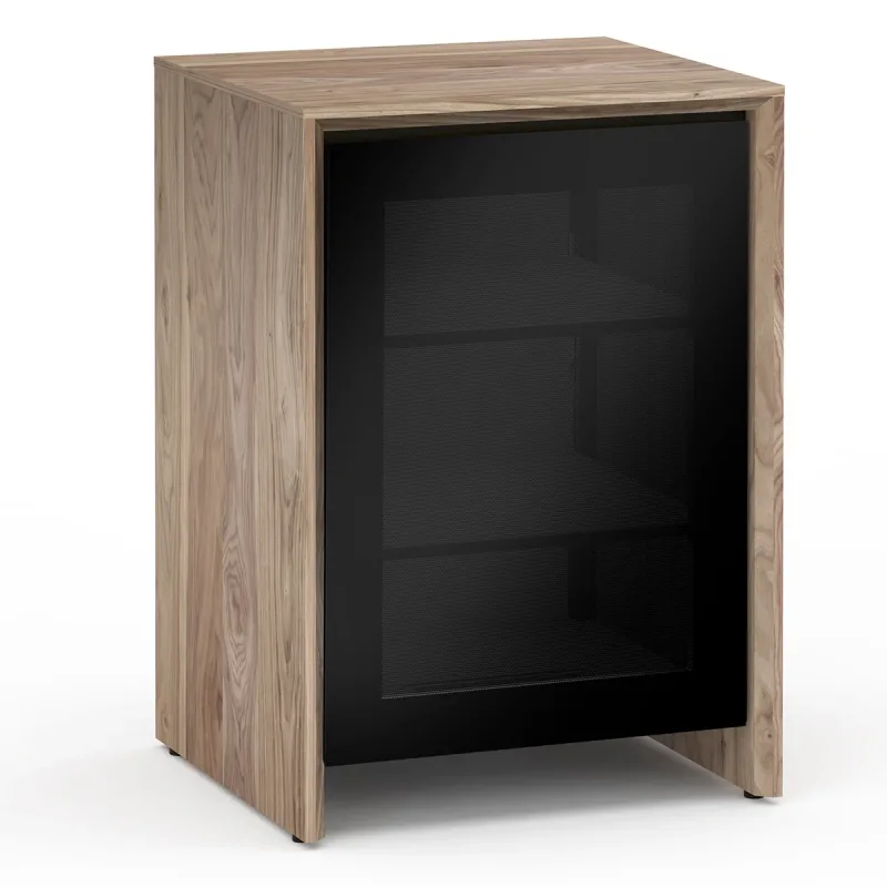 Salamander Designs Chameleon Collection Barcelona 317 Single-Width Audio Cabinet (Natural Walnut with Black Glass Doors)