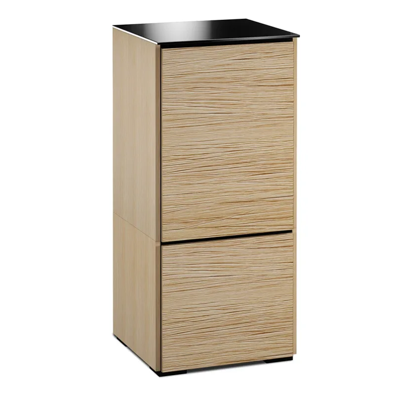 Salamander Designs Chameleon Collection Denver 517 Single AV Cabinet (Deep Textured Natural Oak with Black Glass Top)
