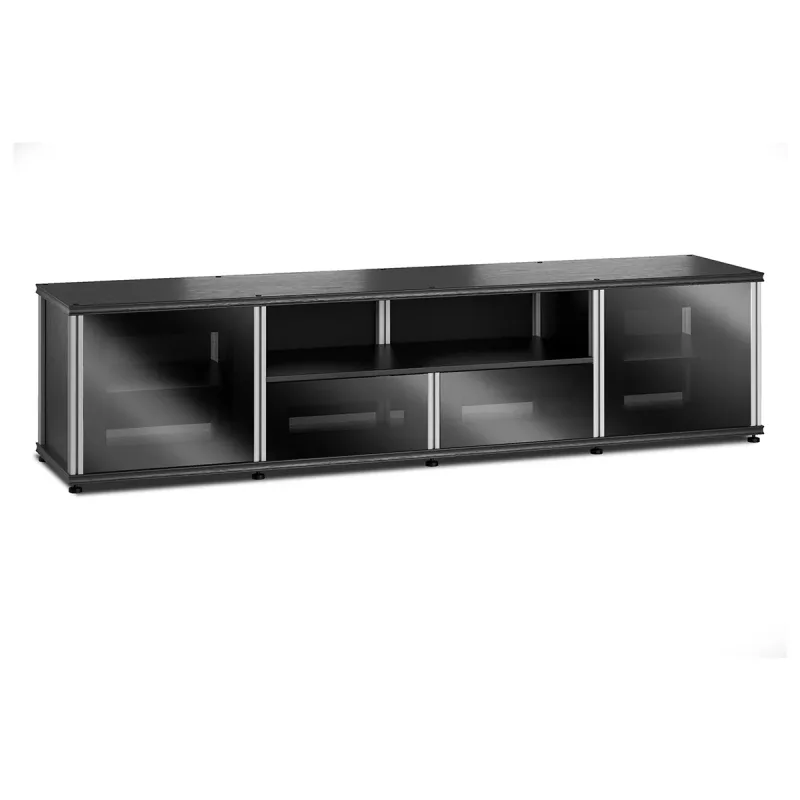 Salamander Designs Synergy 243 쿼드 AV 캐비닛 (블랙 오크, 블랙 유리 도어 및 알루미늄 포스트)