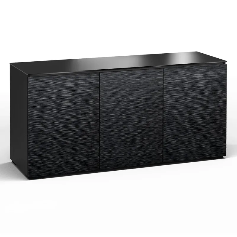 Salamander Designs Chameleon Collection Chicago 337 Triple AV Cabinet (Textured Black Oak with Black Glass Top)