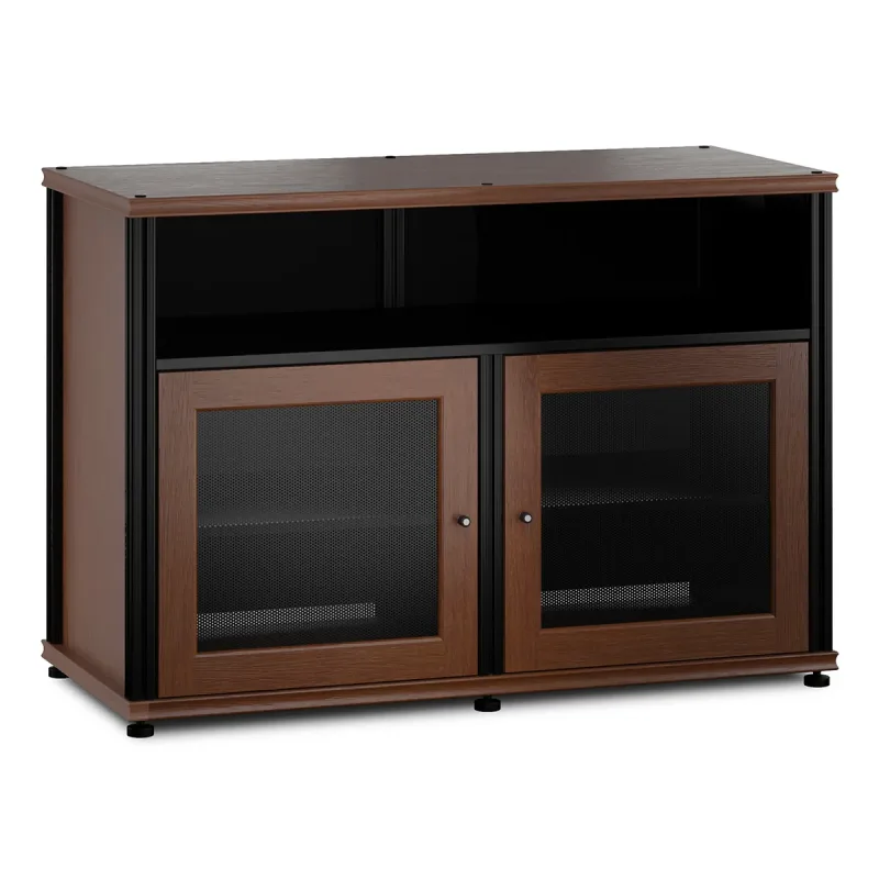 Salamander Designs Synergy 329 Twin AV Cabinet (American Cherry with Black Glass & Black Posts)
