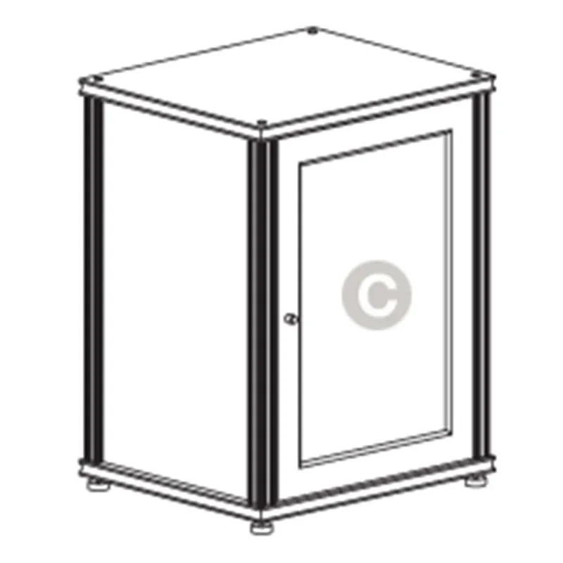 Salamander Designs Synergy 303 Single AV Cabinet (Dark Walnut with Black Glass Doors & Black Posts)