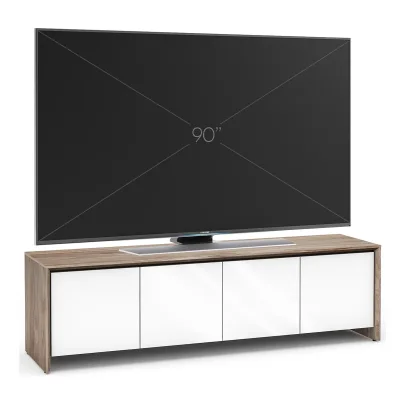 Salamander Designs Chameleon Collection Barcelona 247 Quad AV Cabinet (Natural Walnut with Gloss White Doors)