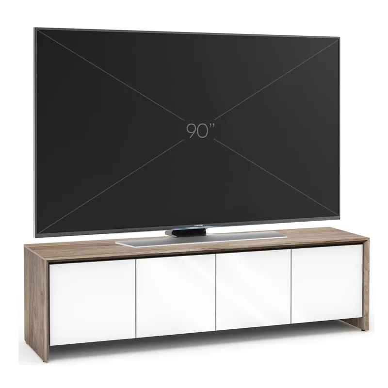 Salamander Designs Chameleon Collection Barcelona 247 Quad AV Cabinet (Natural Walnut with Gloss White Doors)