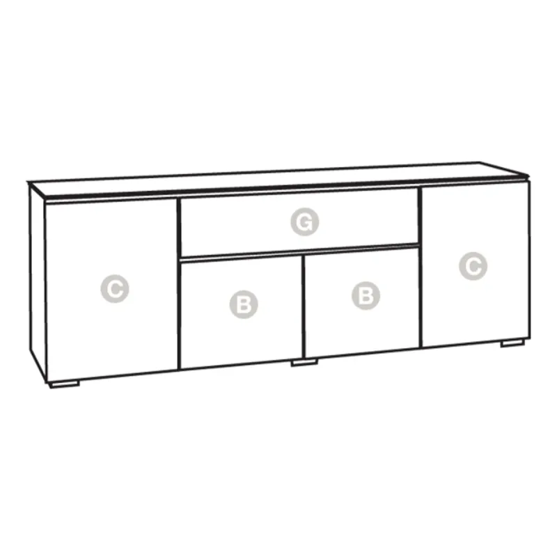 Salamander Designs Chameleon Collection Milan 345 Quad Speaker Integrated Cabinet (Geometric White with Black Glass Top)