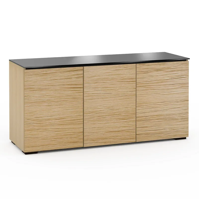 Salamander Designs Chameleon Collection Denver 337 Triple AV Cabinet (Natural Oak with Black Glass Top)