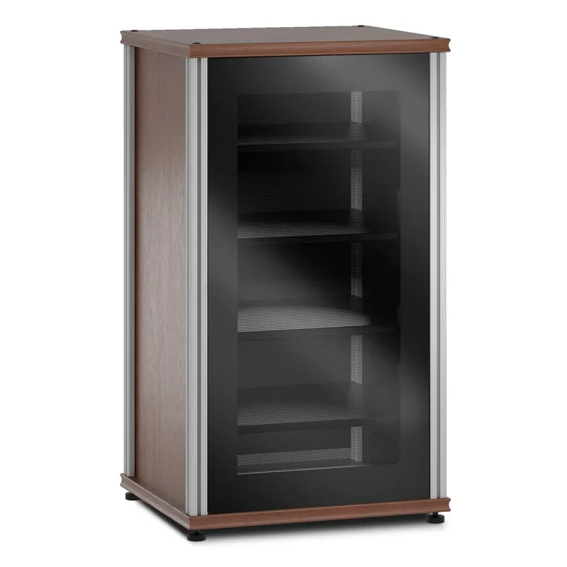 Salamander Designs Synergy 402 AV Cabinet (American Cherry with Black Glass Doors & Aluminum Posts)