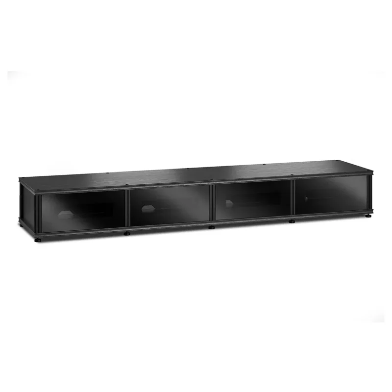 Salamander Designs Synergy 141 Quad AV 캐비닛 (블랙 오크, 블랙 유리 도어 & 블랙 포스트)