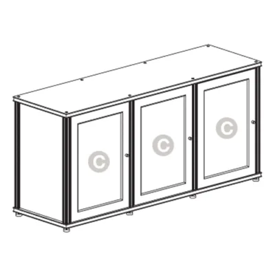 Salamander Designs Synergy 337 Triple Wide AV Cabinet (Dark Walnut with Black Posts)