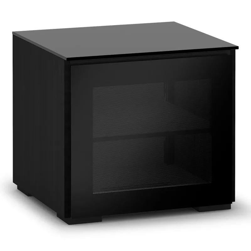 Salamander Designs Chameleon Collection Oslo 217 AV Cabinet (Black Oak with Smoked Glass Doors & Black Glass Top)