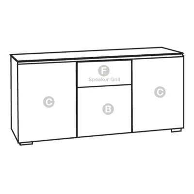 Salamander Designs Chameleon Collection Barcelona 336 integrierter Dreifach-Lautsprecher-Schrank (Naturwalnuss mit schwarzen Glastüren)